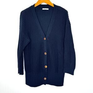 Paneros cotton button front knit cardigan blue‎